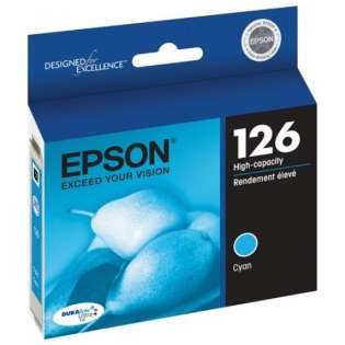 Epson 126, T126220 Genuine Original (OEM) ink cartridge, high capacity yield, cyan